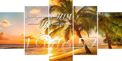 1 Peter 5:7 NIV Canvas Wall Art Print