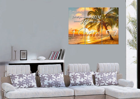 1 Peter 5:7 NIV Canvas Wall Art Print