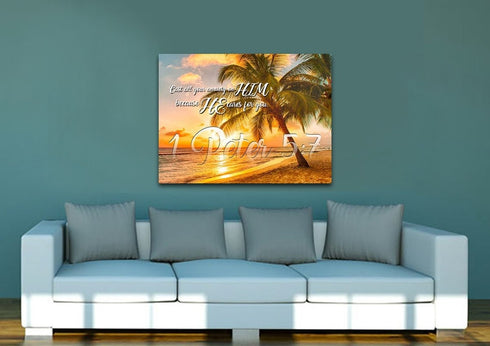 1 Peter 5:7 NIV Canvas Wall Art Print