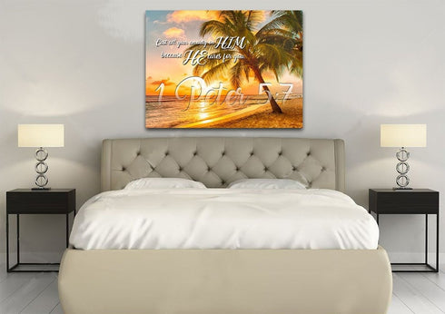 1 Peter 5:7 NIV Canvas Wall Art Print