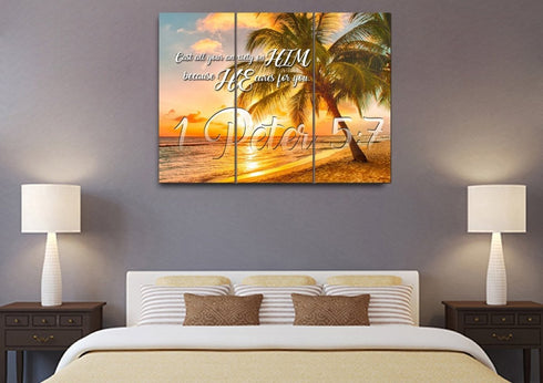 1 Peter 5:7 NIV Canvas Wall Art Print