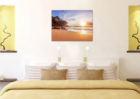 #1 Psalm 91:11 Angels Charge Over You & Beach Sunrise Wall Art