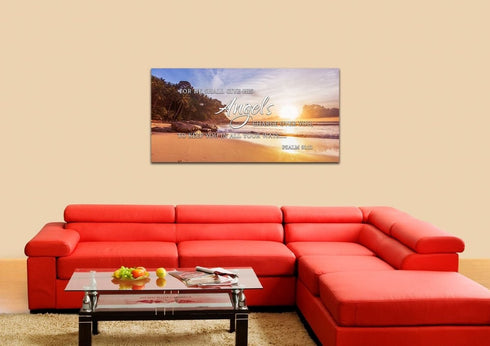 #1 Psalm 91:11 Angels Charge Over You & Beach Sunrise Wall Art