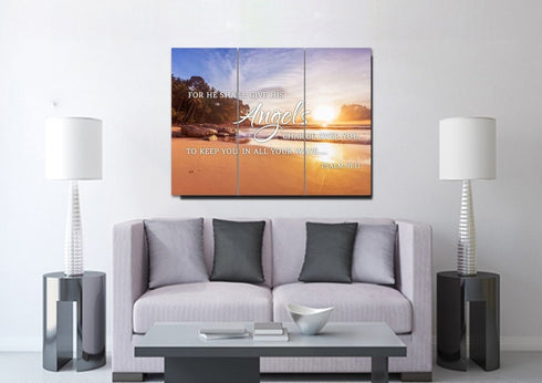 #1 Psalm 91:11 Angels Charge Over You & Beach Sunrise Wall Art