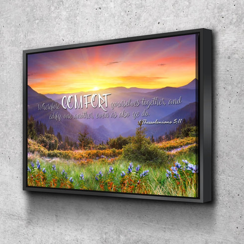 1 Thessalonians 5:11 KJV Comfort Yourselves Together Bible Verse Canvas Wall Art