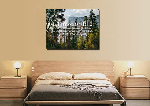 1 Timothy 4:12 Don’t let anyone look down on you because you are young Bible Verse Canvas