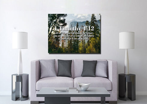 1 Timothy 4:12 Don’t let anyone look down on you because you are young Bible Verse Canvas