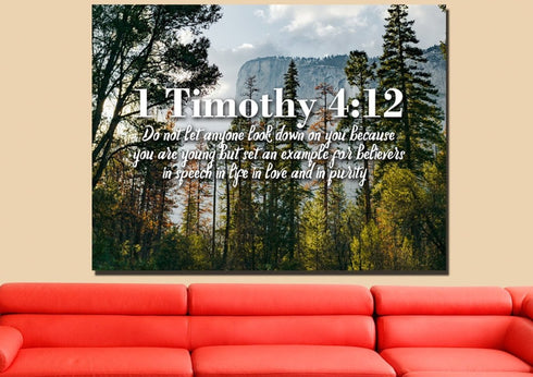 1 Timothy 4:12 Don’t let anyone look down on you because you are young Bible Verse Canvas