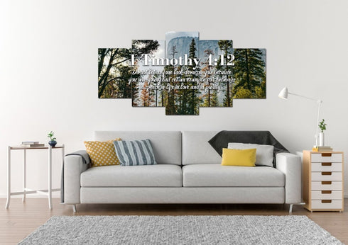 1 Timothy 4:12 Don’t let anyone look down on you because you are young Bible Verse Canvas