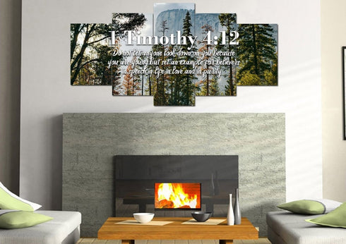 1 Timothy 4:12 Don’t let anyone look down on you because you are young Bible Verse Canvas