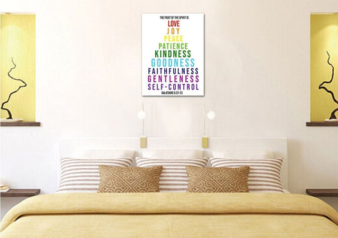 #10 Colored Letters & Galatians 5:22 Fruit of the Spirit Canvas Print
