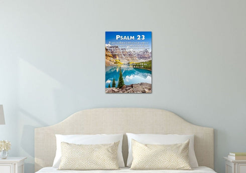 #10 Turquoise lake & Psalm 23 The Lord is my Shepherd Canvas Print