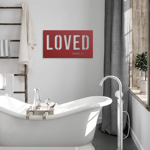 #103 - Romans 5:8 Loved Metal Sign