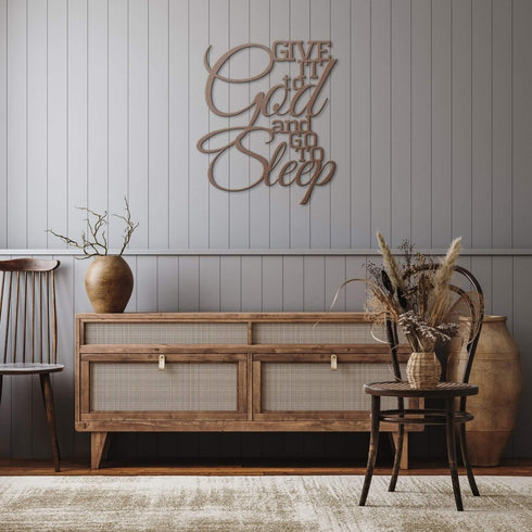 #107 - Give it to God & Go to Sleep Cursive Metal Sign