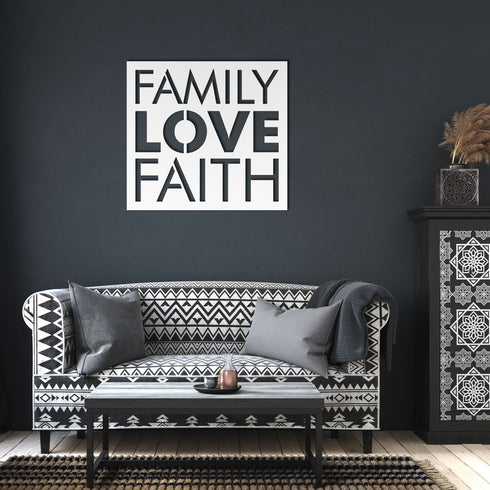 #11 Family Love Faith Metal Sign