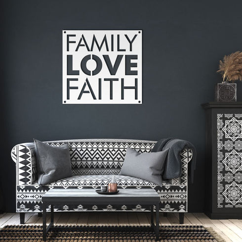 #11 Family Love Faith Metal Sign