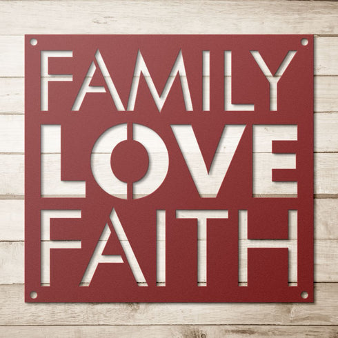 #11 Family Love Faith Metal Sign