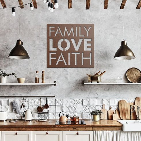 #11 Family Love Faith Metal Sign