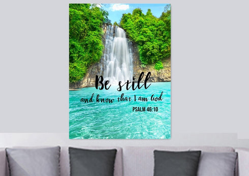 #11 Light Blue Waterfall & Be Still Canvas