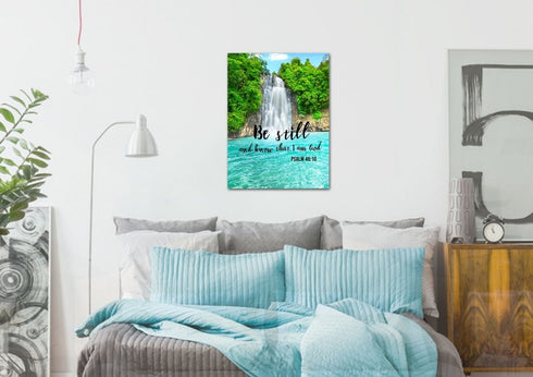 #11 Light Blue Waterfall & Be Still Canvas