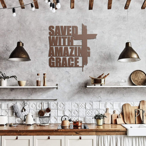 #110 - Saved with Amazing Grace Metal Sign