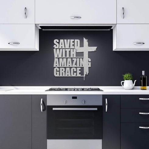 #110 - Saved with Amazing Grace Metal Sign