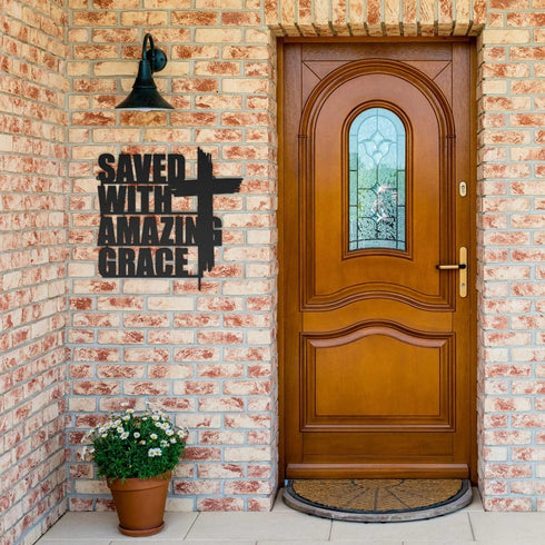 #110 - Saved with Amazing Grace Metal Sign