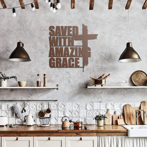 #110 - Saved with Amazing Grace Metal Sign