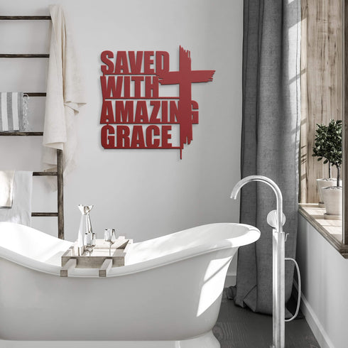 #110 - Saved with Amazing Grace Metal Sign