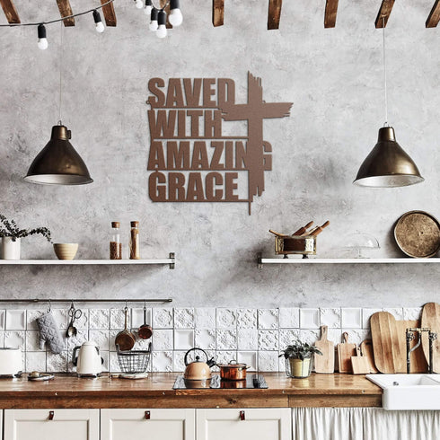#110 - Saved with Amazing Grace Metal Sign
