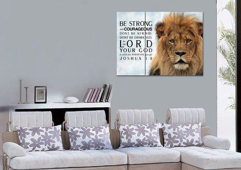 Lions Stare #11 Joshua 1:9 Be Strong and Courageous Wall Art