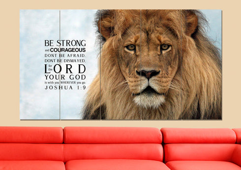 Lions Stare #11 Joshua 1:9 Be Strong and Courageous Wall Art
