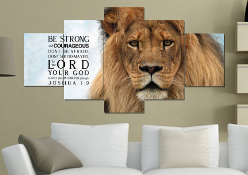 Lions Stare #11 Joshua 1:9 Be Strong and Courageous Wall Art