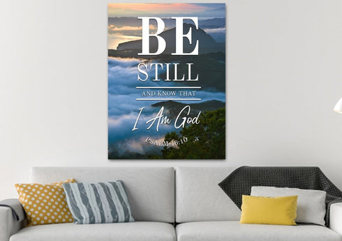 #12 Clouds Above Mountains & Be Still Canvas Art
