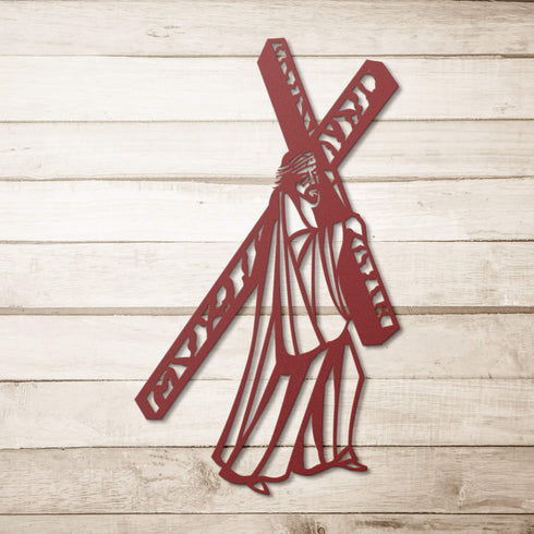 #120 - Jesus Carrying Cross Metal Sign