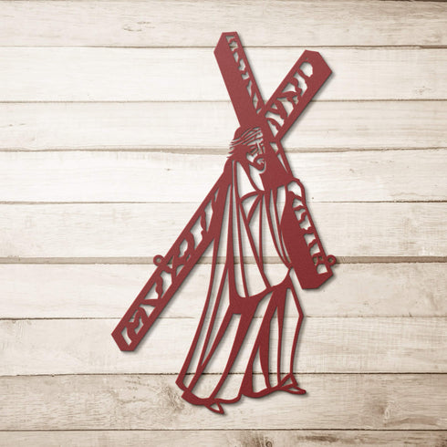 #120 - Jesus Carrying Cross Metal Sign