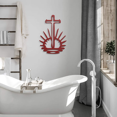 #126 - Christ has Risen Cross Metal Sign