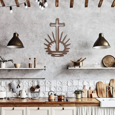 #126 - Christ has Risen Cross Metal Sign