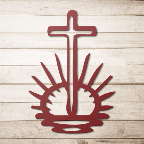 #126 - Christ has Risen Cross Metal Sign