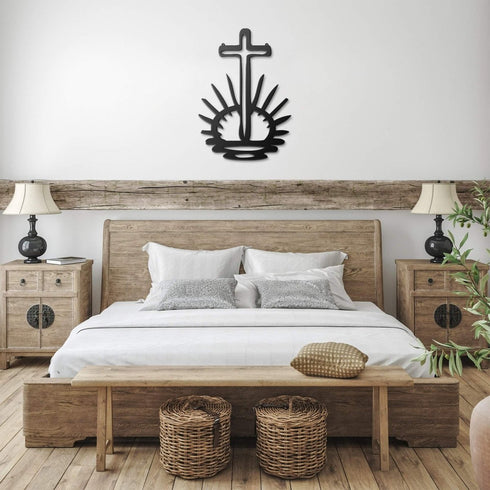 #126 - Christ has Risen Cross Metal Sign