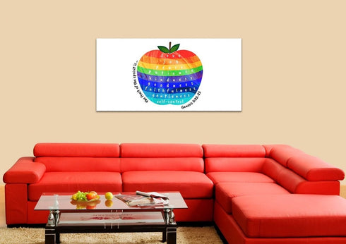 #14 Multicolored Apple & Galatians 5:22 Fruit of the Spirit Canvas Print