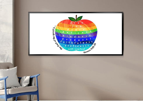 #14 Multicolored Apple & Galatians 5:22 Fruit of the Spirit Canvas Print