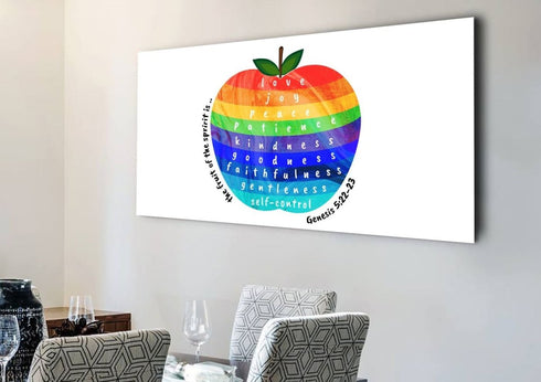 #14 Multicolored Apple & Galatians 5:22 Fruit of the Spirit Canvas Print