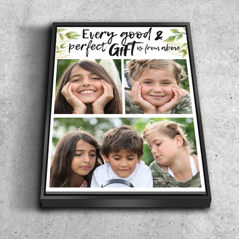 #16 Every Good & Perfect Gift Comes from Above Personalized Canvas