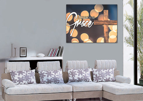 Bokeh & Cross #1 Amazing Grace Wall Art & Decor