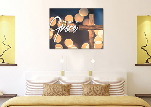 Bokeh & Cross #1 Amazing Grace Wall Art & Decor