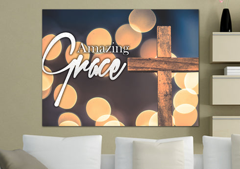 Bokeh & Cross #1 Amazing Grace Wall Art & Decor