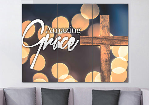 Bokeh & Cross #1 Amazing Grace Wall Art & Decor