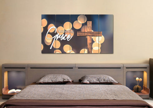 Bokeh & Cross #1 Amazing Grace Wall Art & Decor