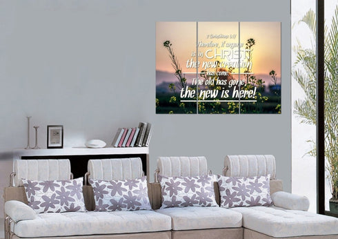 2 Corinthians 5:17 If Anyone is in Christ the New Creation has Come Bible Verse Canvas Wall Art
